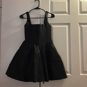 Woven Taffeta Corset Mini Dress in Jet Black - US 4